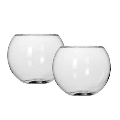 Kit 2 Vasos de Vidro Redondo Tipo Aquário 1,5L 12x12cm para Decoração Transparente Mistral
