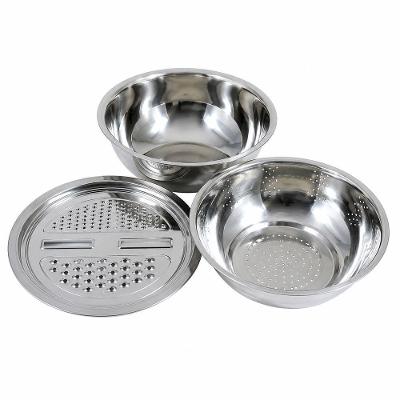 Kit Tigela Escorredor e Ralador Inox 28cm 3 Peças para Preparo de Alimentos Jac Pack