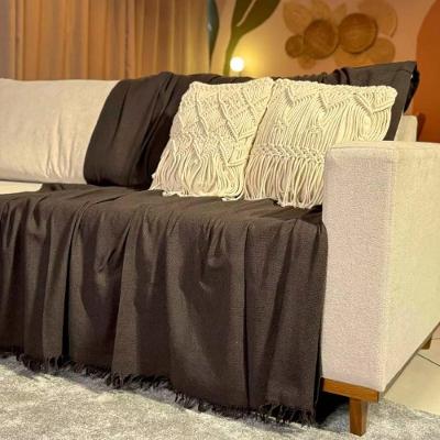 Kit 2 Mantas para Sofá e Cama Super King 4,00x1,80 Tecido Grosso Marrom Panos do Lar