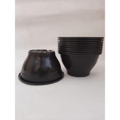 Kit 10 Vaso para Plantas Vaso Cuia 18cm Redondo Plástico 1,7L Preto Mais Verde