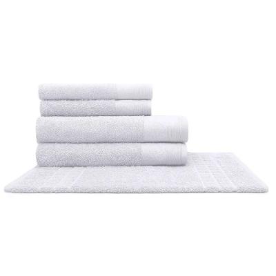 Jogo de Toalha Nobre Jacquard Limoges 5 Peças 100% Algodão Fio Penteado Branco Buettner
