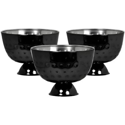 Conjunto de Taças de Sobremesa 3 Peças 180ML em Aço Inox Preto em Casa Tem