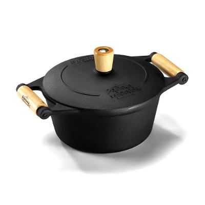 Caçarola Tradição Ferro Fundido 2,5L Tampa 20cm Preto Panela Mineira