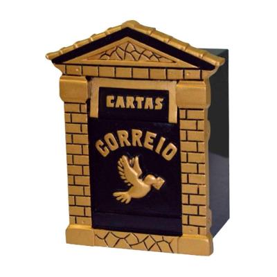 Caixa de Correio para Cartas Cristal Ouro Detras 15x23x30cm Dourado Metalmig