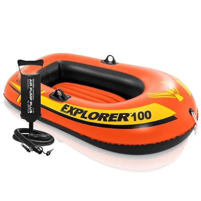 Barco Bote Inflável Infantil Explorer 100 com Bomba Manual Laranja Intex