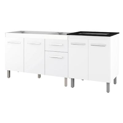 Balcão para Pia e Cooktop Anitta Jade 5 Portas MDP 188cm Branco Moblis Móveis