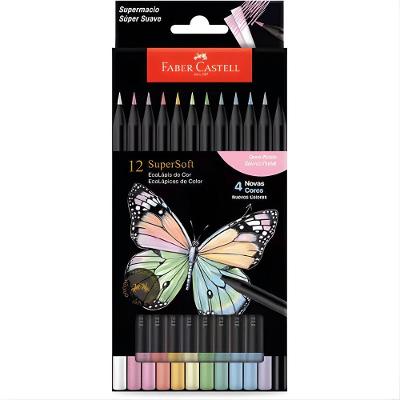 Lápis de Cor Faber-Castell Supersoft Estojo com 12 Unidades Tons Pasteis