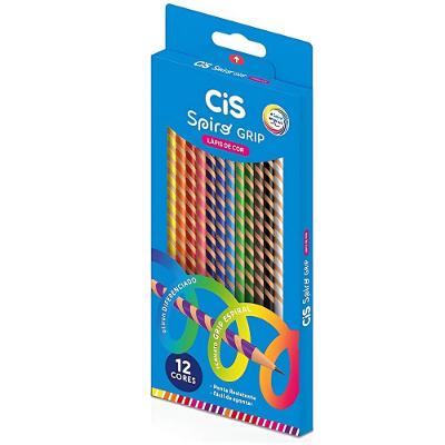 Lápis de Cor Cis Spiro Grip com Grip Ergonômico Estojo com 12 Unidades Coloridas