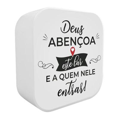 Luminária Box Deus Abençoa Este Lar Bivolt 110V-220V para Quarto e Escritório Uny Home