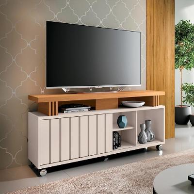 Bancada para TV Grohl 1.3 Até 50 Pol 136cm MDF MDP Off White Cinamomo Gran Belo