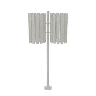 Lixeira de Rua Dupla Tubular LPDBE151UTD para Áreas Externas com Cestos 30cm Bege