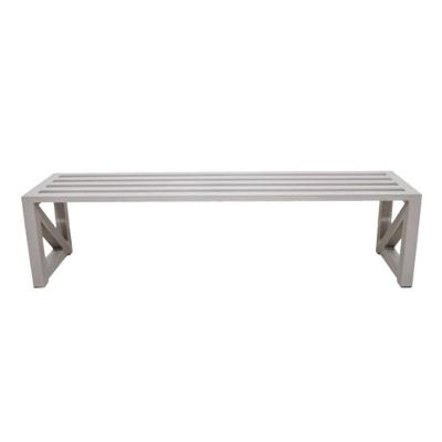 Banco Ripado Área Externa em Alumínio Bege 160x40x40cm para Jardim e Piscina