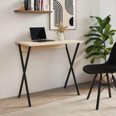 Escrivaninha X para Estudo Contemporânea sem Gavetas em Ferro 90cm Preto e Off White UP Home