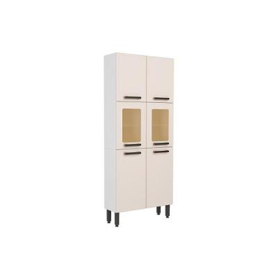 Paneleiro de Cozinha Modulado  Origens 7039 6 Portas (2 c/ Vidro) Branco/Areia - Bertolini