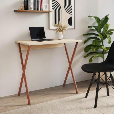 Escrivaninha X para Pc Moderno Ferro 120cm Cobre com Tampo Off White UP Home