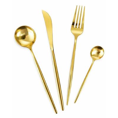 Conjunto de Talheres 24 Peças Aço Inox Acabamento Dourado para Mesa Posta Carisma