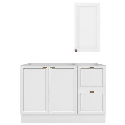 Balcão para Pia e Armário Aéreo Unna J00146P 120cm Branco Poliman Móveis