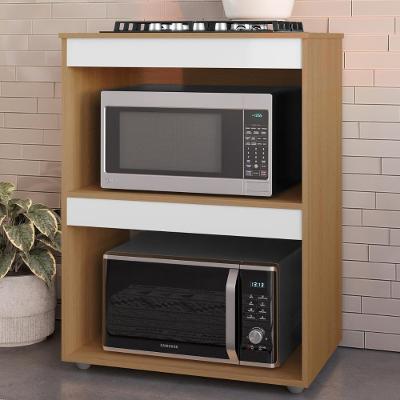 Balcão para Cooktop Adriana em MDP 75cm Amêndoa Branco Realj Móveis