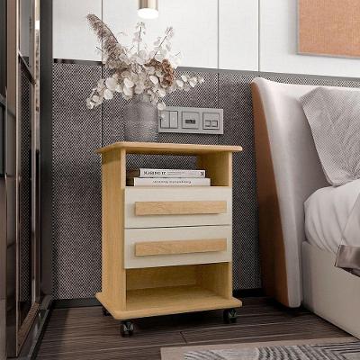 Mesa de Cabeceira Turim 2 Gavetas MDF Moderno Cinamomo-off White RV Móveis
