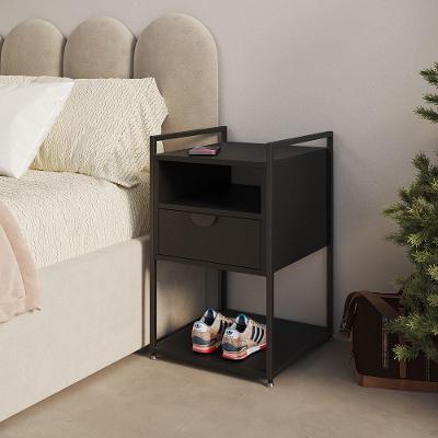 Mesa de Cabeceira Tókio com Gavetas em Ferro Industrial Preto UP Home