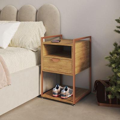 Mesa de Cabeceira Tókio com Gavetas em Ferro Industrial Cobre UP Home