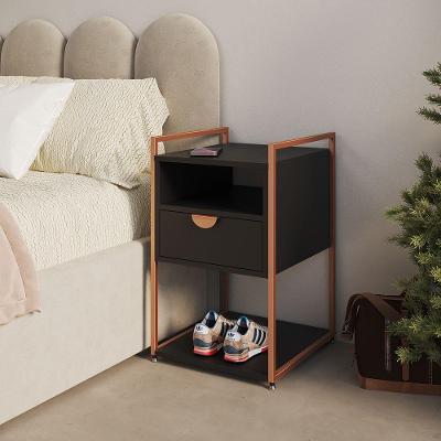 Mesa de Cabeceira Tókio com Gavetas em Ferro Estilo Industrial Cobre UP Home