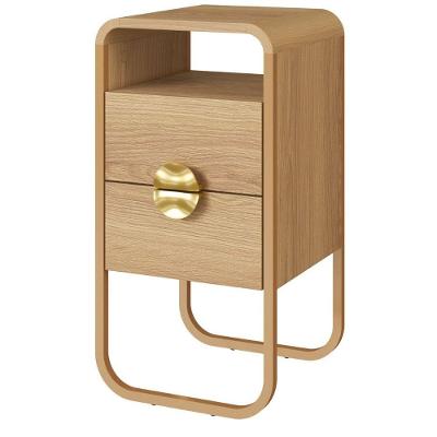 Mesa de Cabeceira Orgânica Luna 2 Gavetas MDP Hanover Moderno Marrom Artesano Móveis