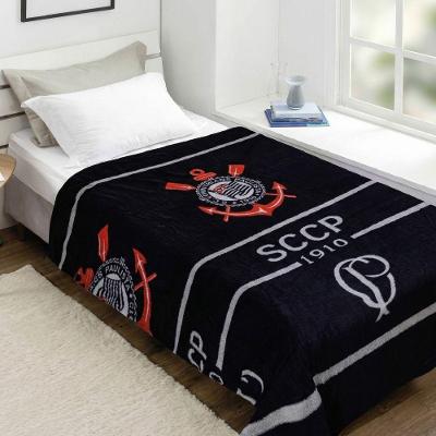 Manta Solteiro Corinthians Original Jolitex Fun 1,50m X 2,00m 100% Poliéster Antialérgica