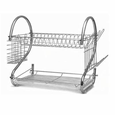 Escorredor de Louças 2 Andares Metal Cromado com Porta Copos e Talheres Carisma
