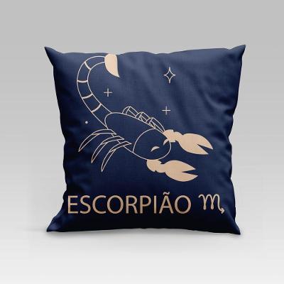 Capa de Almofada Signos do Zodíaco Escorpião 45cm X 45cm Vermelho Dourados Enxovais