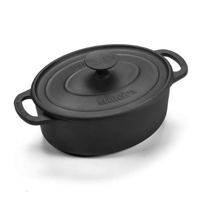 Caçarola Oval Estilo Preta Ferro Fundido 21x17cm 2L Panela Mineira