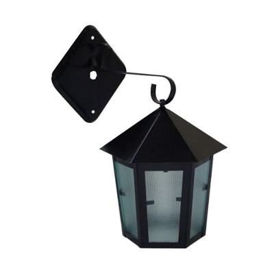 Luminária de Parede Veneza para Jardim Alumínio Fundido Preto com Vidro Ouro Minas
