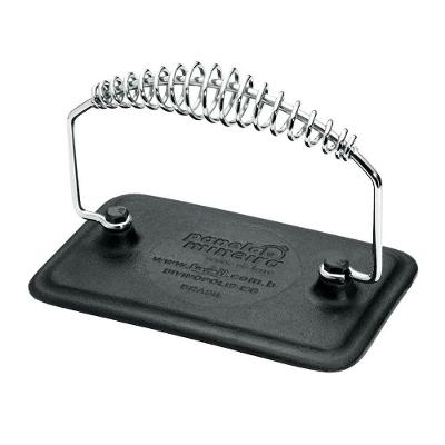 Prensador Retangular 800PM para Carnes Ferro Fundido Alça de Espiral 18x11cm Panela Mineira