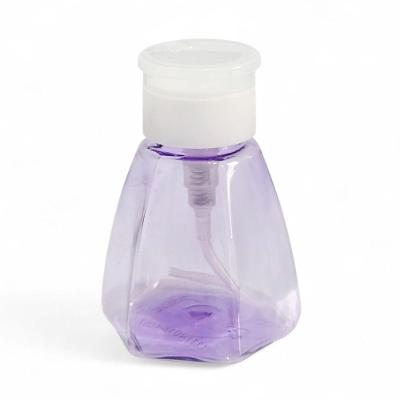 Porta Acetona Válvula Pump 180ML Plástico Reforçado Tampa Trava para Removedor de Esmalte Lilás