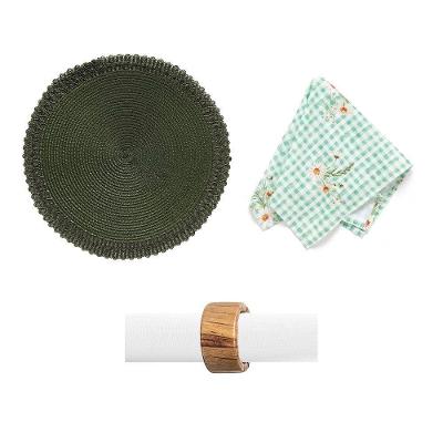 Kit de Mesa Posta 4 Lugares São João Vichy Daisy com Itens para Jantar Copa & Cia