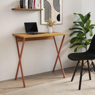 Mesa para Computador X Estrutura em Ferro 90cm Cobre com Tampo Freijó UP Home