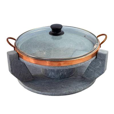 Churrasqueira Pedra Sabão Grelha Funda com Tampa de Vidro g 32cm Industria São Jose