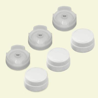 Kit 3 Pares de Tampas Invertidas com Válvula para Bisnaga Reposição Branca Chef Line