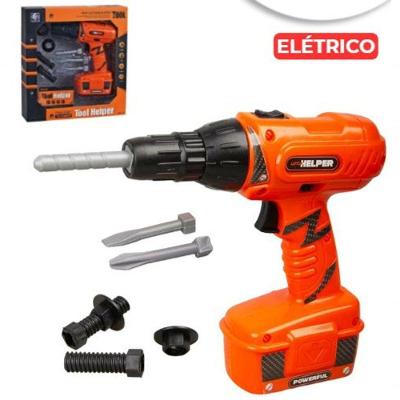 Furadeira de Brinquedo Play Tool Set com Ferramentas Infantis Educativas Laranja