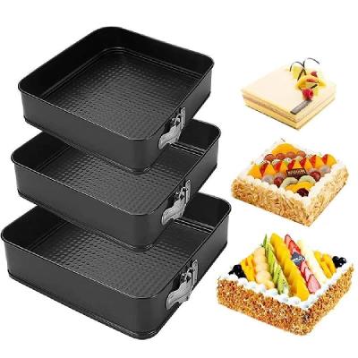 Forma para Bolo Kit 3 Quadrada Fundo Removível Antiaderente Preto Yeet