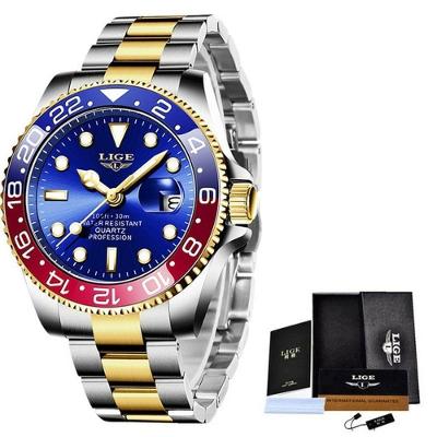 Relógio Masculino Analógico 10045 à Prova D'água Vermelho Azul com Design Moderno Lige