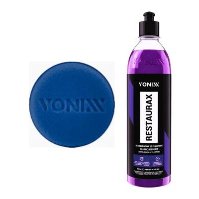 Restaurador de Plásticos Automotivos Restaurax 500ML com Aplicador de Espuma para Detalhamento