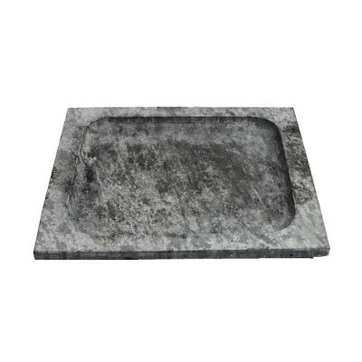 Prato Raso Quadrado para Porção em Pedra Sabão 20x20 Cinza Rig Fundidos