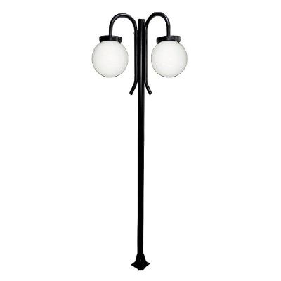 Poste Luminária Globo g Duplo Braço Curvo Baixo Preto 300cm Ouro Minas