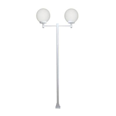 Poste Luminária Dupla Globo P L082POM para Jardim Branco 200cm Ouro Minas