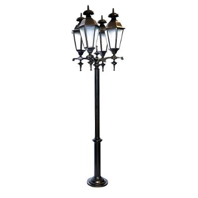 Poste Colonial de Jardim Londres 4 Luminárias Alumínio 252cm Preto Luminárias N. Sra. da Guia