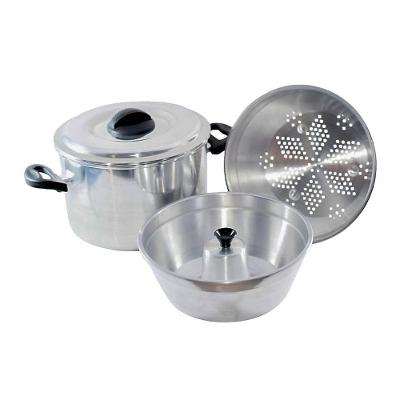 Panela a Vapor Banho Maria 4x1 Legumes Pudins 22cm 5,3L Alumínio Fundido com Escorredor e Forma