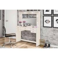 Penteadeira Camarim Juvenil MSM 433 c/ 5 Gavetas e Espelho Rosa - Movelbento - 2