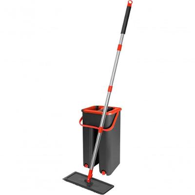 Mop Lava e Seca com Balde e Prensa Cabo Inox 125cm Pano Microfibra Vermelho Powermaid