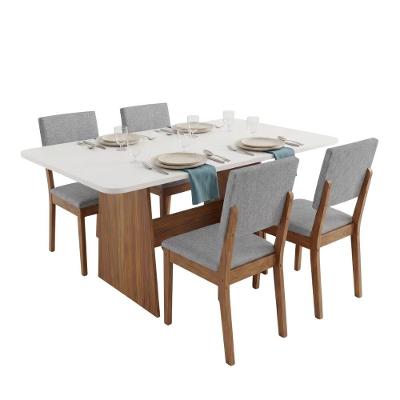 Conjunto de Jantar Maira 4 Lugares Tampo MDF Brilhante Cinza 120cm Viero Móveis